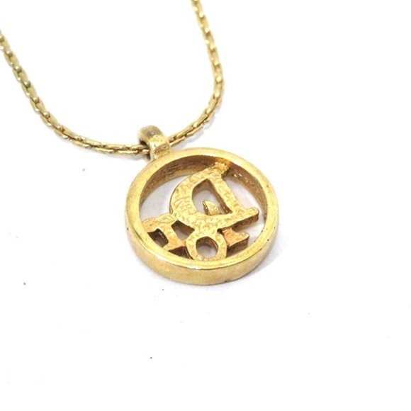 CHRISTIAN DIOR Logo Gold Brand Accessory Necklace Ladies - Picture 4 of 9